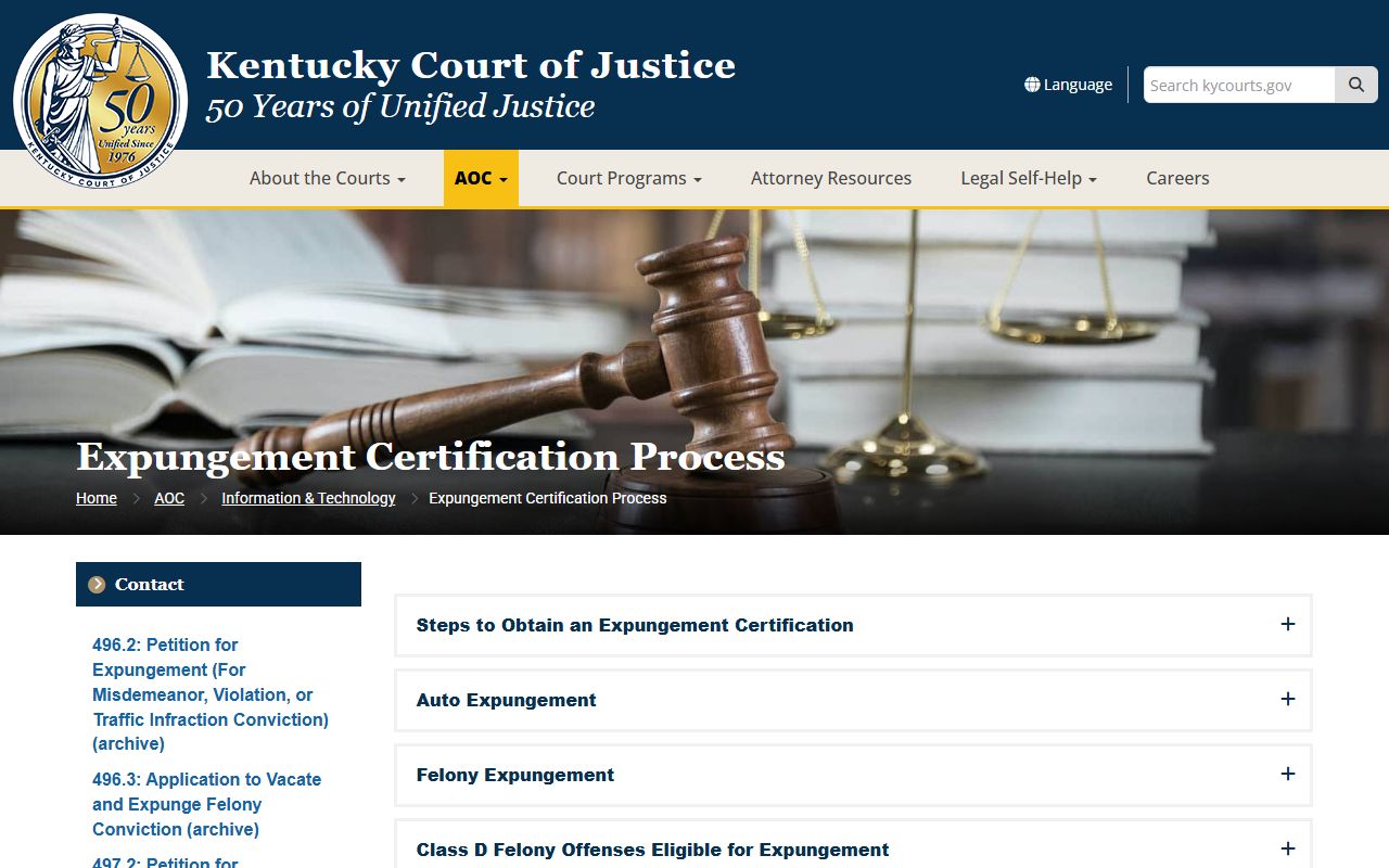Wayne County court dockets Kentucky expungement certification