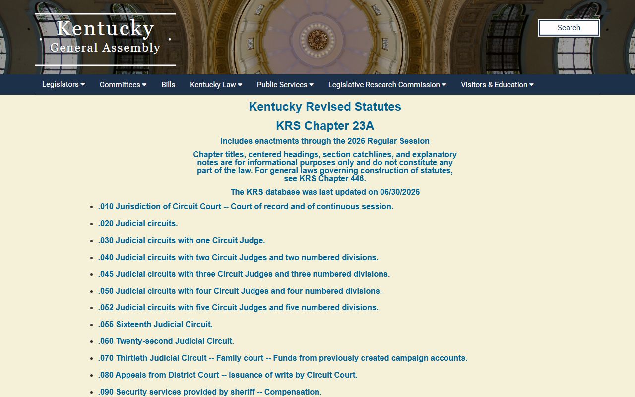Wayne County court records KRS Chapter 23A Circuit Court law