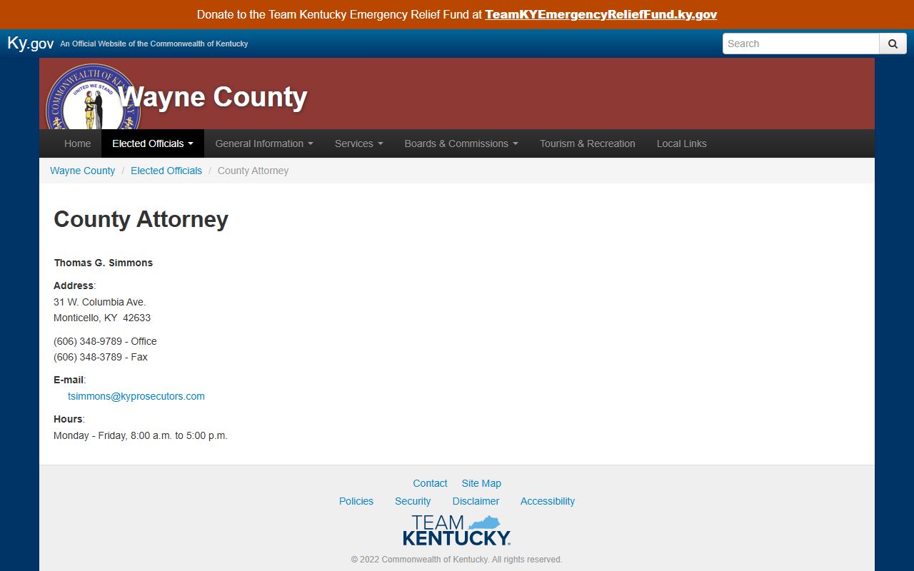 Wayne County criminal court records and County Attorney information