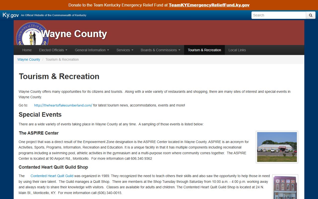 Wayne County Court records local tourism and Lake Cumberland context