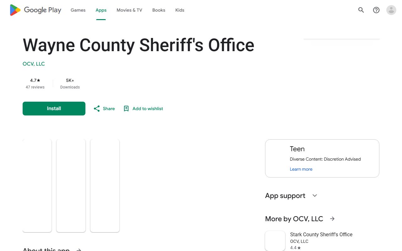 Wayne County warrant records sheriff Android app
